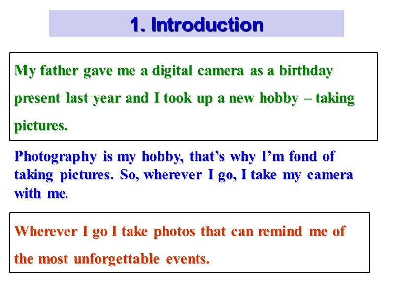My father gave me a digital camera as a birthday present last year and